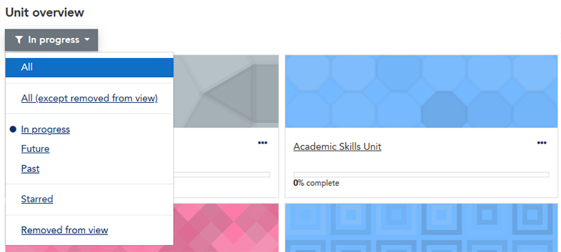 Dashboard units filter