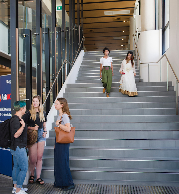 students on staircase