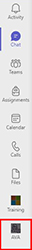 screenshot of MS Teams left navigation panel showing icons for different actions