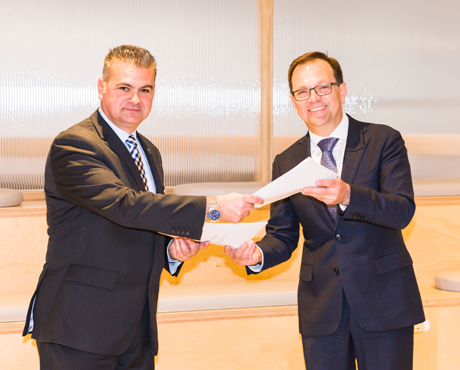 Principal Leader of the Patrician Brothers' College Frank Chiment and ACU Interim Provost Professor Zlatko Skrbis.
