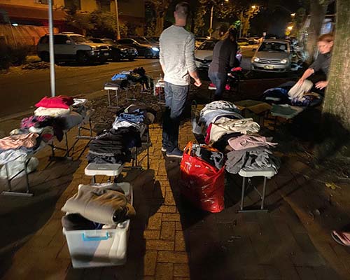North Sydney and Strathfield donations were handed out by community partner One Meal in inner city Sydney