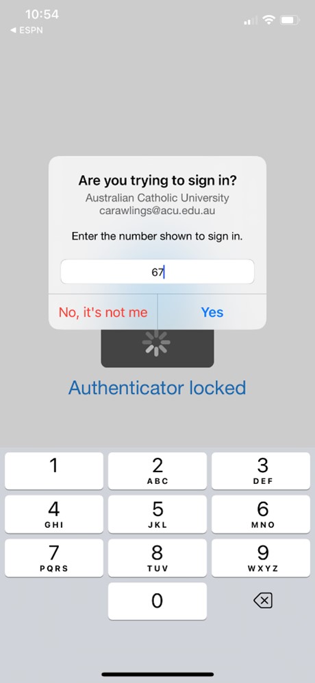  screenshot of phone screen showing authenticator app asking 'are you trying to sign in'