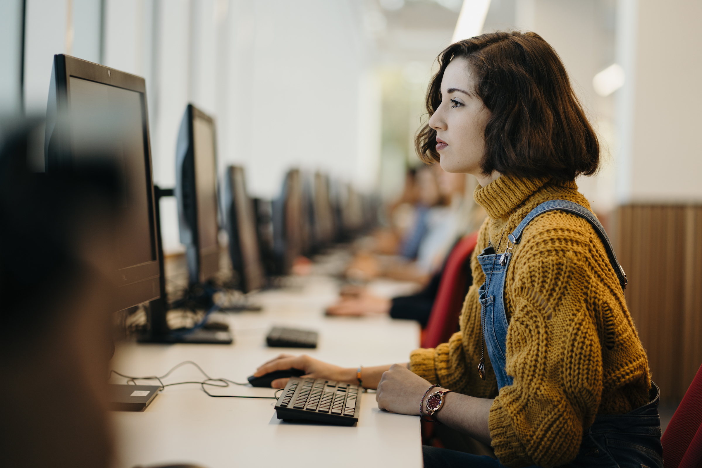  Girl using a computer