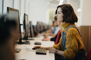 Girl using a computer