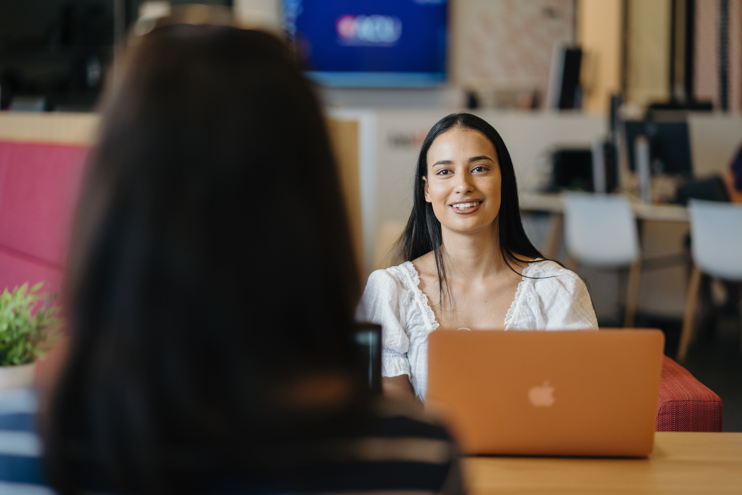 Student talking to someone
