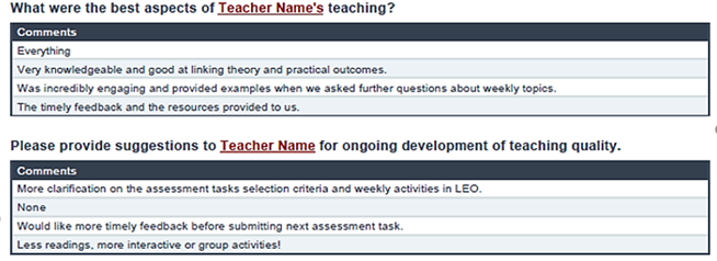 SELT Student comments