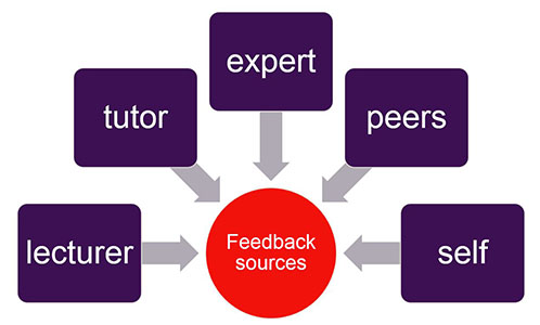 sources of feedback, lecturer, tutor, expert, peers, self