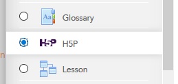 Choose the H5P activity