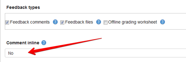 The Assignment types available for you to view under the 'Feedback types' setting section