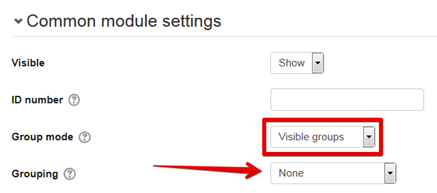 The options available under the 'Common module settings' heading