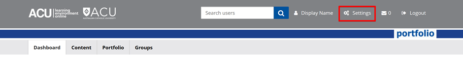 ePortfolio Settings
