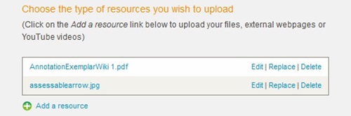 Resources with individual editing options