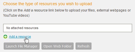 Choosing the Add a resource option