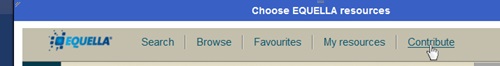 The contribute link in the Equella menu