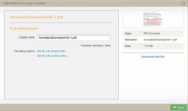 An example of files detail screen