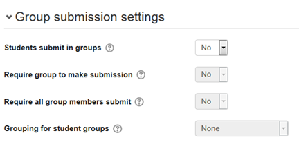 The expanded settings available under 'Group submission settings