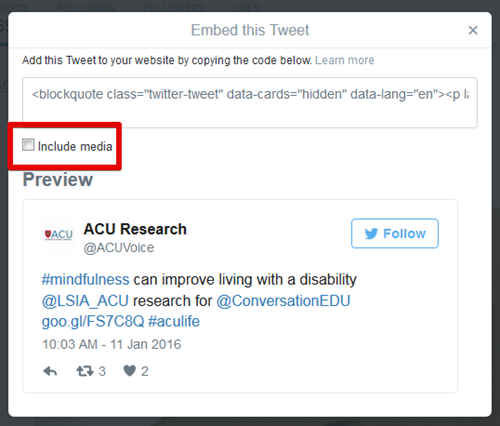 Embed code generator in Twitter
