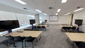 An image of one of the HyFlex Rooms in Blacktown campus